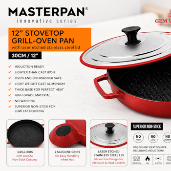 MP106 Stovetop Grill-Oven Pan Red 30cm / 12